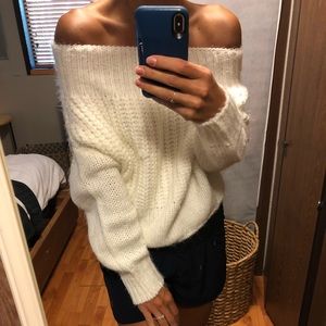 Off the shoulder pullover sweater